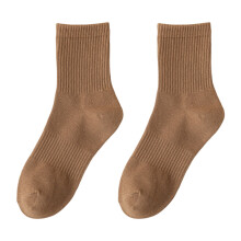 Xinwanna 1 Pair Unisex Middle Tube Socks, Moisture-Absorbing & Stretchy, Solid Light Coffee, One Size – Compatible with Daily Wear