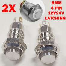 Stück 8 mm kleine Metall-Drucktaster 4-polig LED rastend/selbstverriegelnd wasserdicht