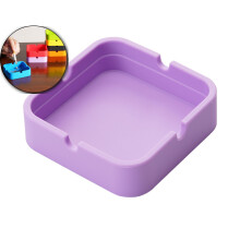 Silicone Ashtray Square Silicone Ashtray Unbreakable Heatproof Portable Cute Ashtray for Indoors Outdoors(Purple)