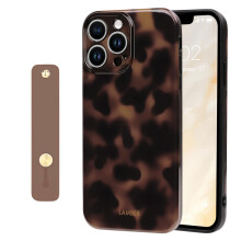 Case for iPhone 14 Pro Max Leopard Amber Design Shockproof TPU Protective Cover with Wrist Strap