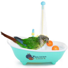 Automatisches Vogelbad mit Duschfunktion für kleine Vögel, Spielzeug-Badewanne für Haustiere im Innenbereich mit dekorativem Wasserhahn –