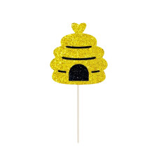 Bee Cake Topper for Teen Birthday/Shower Party – 4", Gender Reveal Cupcake Decor, Cardstock Baking Decoration, 1X Insert
