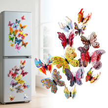 Butterfly Refrigerator Decals, 12 PCS 3D Magnetic Double-Layer Plastic Butterflies, Reusable DIY Decor for Party/Office/Bedroom