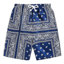 Herre Boho Shorts Med Snøre i Taljen, Paisley Print, Sommerstrandshorts, Fritidsbukser til Herrer