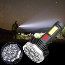 Torcia tattica impermeabile ricaricabile tramite USB con luce laterale COB, alimentata a batteria 18650, ideale per campeggio, attività all'aperto e