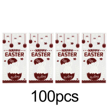 Easter Transparent Candy Bag with Rabbit & Egg Print, OPP Plastic Treat Bag for Snacks, Sweets, Party Favors – Compatible with Easter Decor