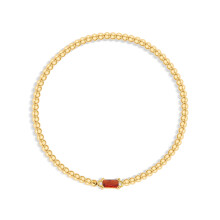 Gold Birthstone Bracelet for Women – 18K Gold Plated Stretch Beaded CZ Bracelet, Birthday/Christmas/Valentine’s Gift, Jan Stone