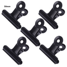 Conjunto de 5 Clipes de Carta Bulldog em Aço Inoxidável Preto para Arquivos e Papel
