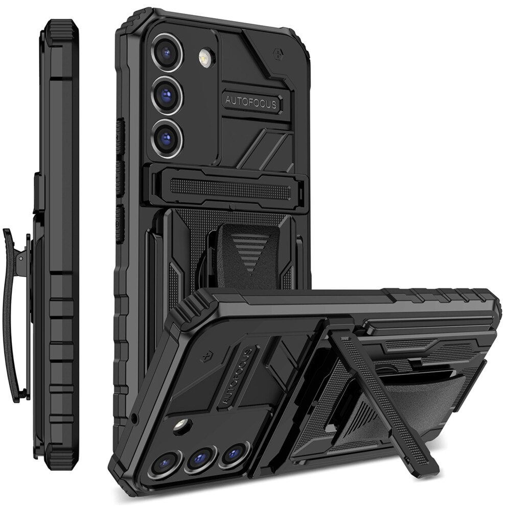 Ccsamll Heavy Duty Armor Case With Belt Clip & Kickstand For Compatible With Samsung Galaxy S23 Plus (Not S23), Jg Black 9365509205570
