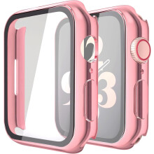 XiHAMA Hartschalen-PC-Schutzhülle mit gehärtetem Glas, kompatibel mit Apple Watch Series 9, 8, 7 und Ultra