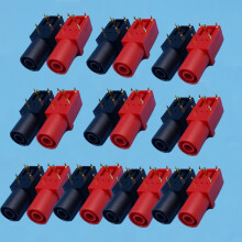 20 stuks haakse vergulde 4 mm veiligheidsbanaanconnector (female jack) voor printplaten.
