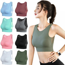 Ademende mesh sportbeha's voor dames, vestondergoed, schokbestendige hardloopbeha met vulling, effen, naadloos, fitness-, yoga- en sporttopjes