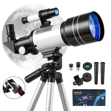 Telescope for Kids and Adults 70mm Aperture High Powered Refractor Astronomy Telescope with Tripod and Phone Adapter,White