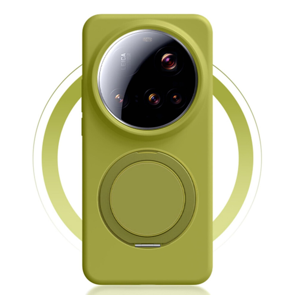 Case For Xiaomi 15 Ultra Magnetic Silicone Shockproof Cover With 360 Rotatable Kickstand And Camera Protection Green 9092120191776