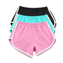 Dames katoenen sportshorts 3-pack (roze/blauw/zwart) – Ademende zomerse workout- en yogashorts, ook geschikt als loungewear