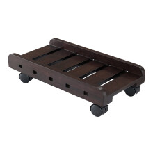 Wooden CPU Stand with Wheels, Durable PC Tower Holder Brown, Under Desk SpaceSaving Design