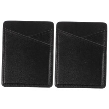 2pcs PU Leather Phone Card Holder Stick On Wallet with Secure Adhesive and Easy Card Access Black
