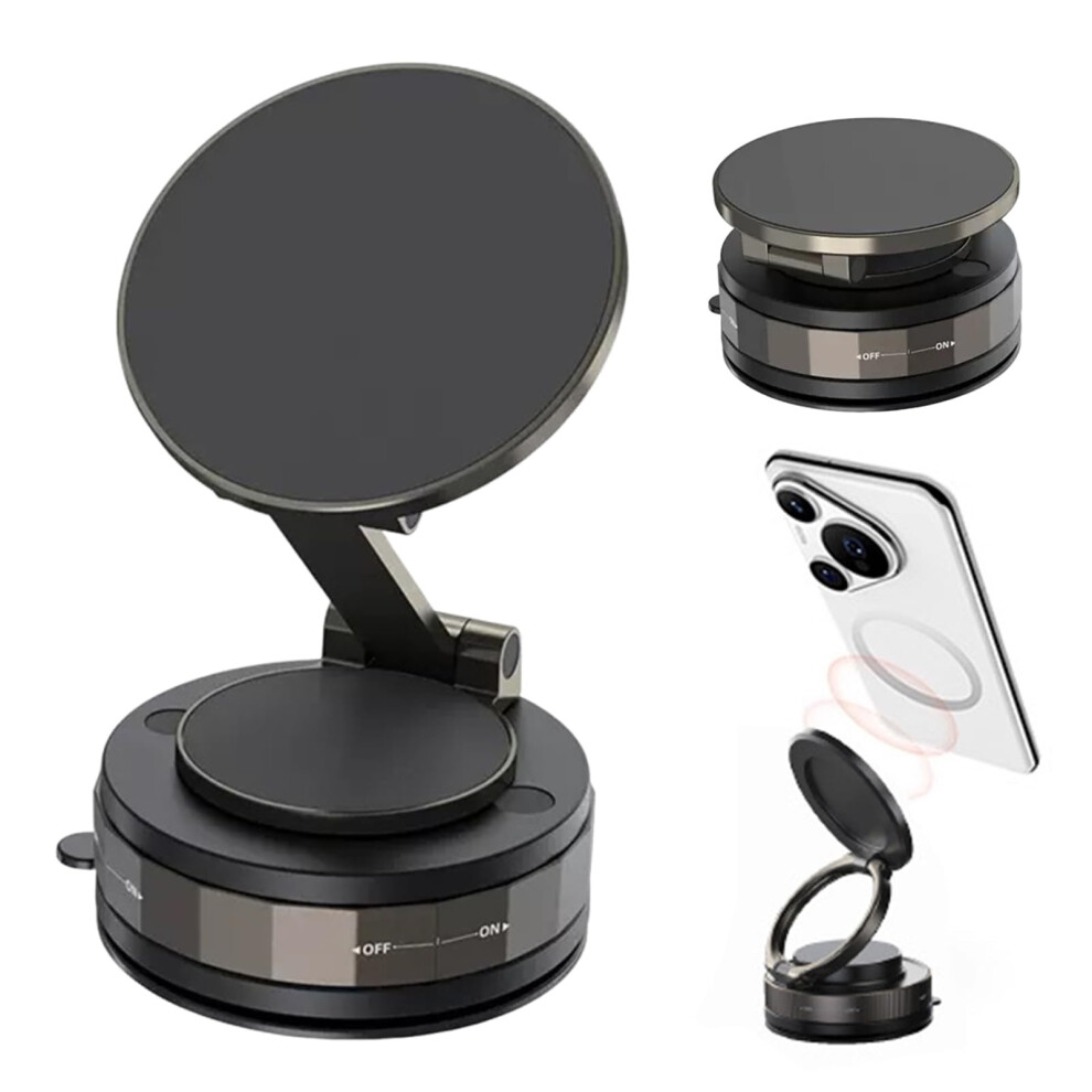 Magnetic Car Phone Holder With Strong Vacuum Suction, 360 Adjustable Mount Compatible With Magsafe For Iphone And Android 9092120203875