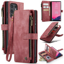 CaseMe Wallet Case for Samsung Galaxy S24 Ultra – PU Leather Magnetic Flip, Lanyard Strap, Zipper Card Holder, Compatible with Galaxy S24 Ultra 6.8"