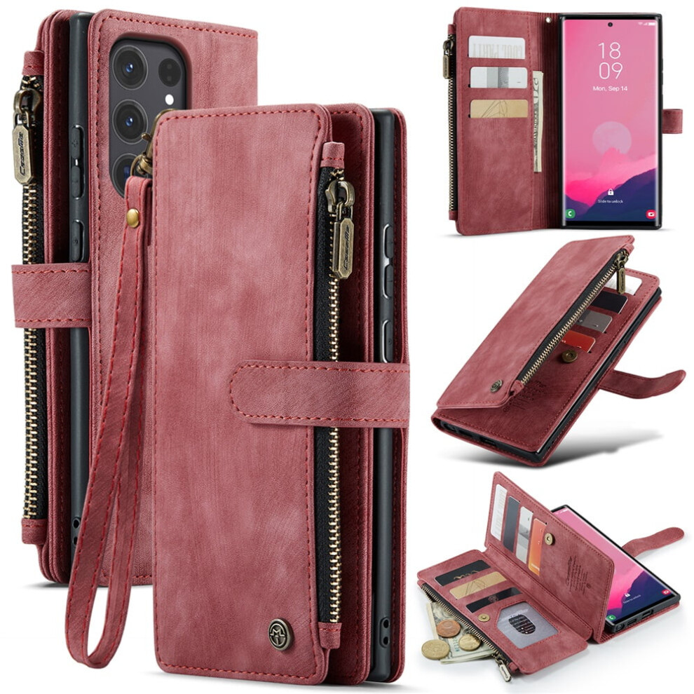 Caseme Wallet Case For Samsung Galaxy S24 Ultra Â Pu Leather Magnetic Flip, Lanyard Strap, Zipper Card Holder, Compatible With Galaxy S24 Ultra 6.8" 9028731604237