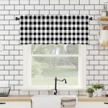 Black and White Buffalo Plaid Valance 54x18 Inch Rod Pocket
