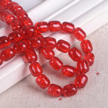 30pcs Colorful Crackle Crystal Glass 9.5x8mm Oval Cylinder Shape Loose Beads Lot-Red