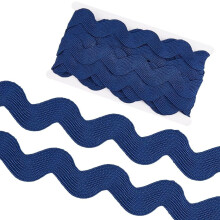 10 Yd Prussian Blue Jumbo RIC Rac Trim, Wave Fringe Lace Ribbon for Crafts, Wrapping, Wedding – Compatible with Sewing