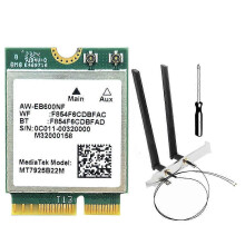 KINCJON MT7925 WIFI 7 Card+Antennas with Baffles 5400Mbps M.2 Triple Band 2.4G/5G/6G BT5.3 WiFi Card Adapter for Win10/11 Linux