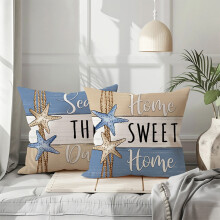 Decorative Pillow Summer Letters Pillow Set Scallop Printing Sofa Window Cushion Set Living Room Bedroom Cushions,MulticolorC