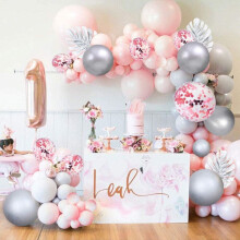 YANSION Pink & Silver Balloon Garland Arch Kit – Light Pink, Silver, Gray Latex Balloons for Birthday, Baby Shower, Wedding, Proposal, Party Decor