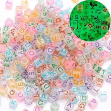 1000 Letter Beads Alphabet Beads GLOW Bulk Beads Wholesale 6mm Cube Assorted Set