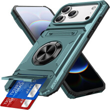 iPhone 17 Pro Case Wallet with Card Holder (2 Cards), Ring Stand, Military-Grade Shockproof Protection – Compatible with iPhone 17 Pro