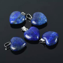 5PCS Heart Shape 16mm 20mm 25mm Natural Stone Dangle Drop Pendants DIY Jewelry-Blue Sandstone-25mm