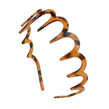 Xinwanna 2Pcs Hair Hoop Large Wave Shape Plastic Hair Comb M-Shaped Comfortable Non-Slip Headband Hair Accessories (Brown A)