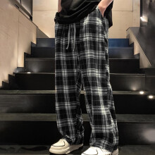 Karierter Pyjama, lässige Mode, gebürstete, warme Haushose für Herren, Fleece-Pyjamahose mit Taschen