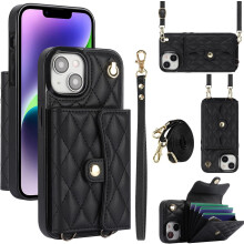 iPhone 15 Pro (6.7") Organ Wallet Case with Kickstand, 4 Card Slots, RFID Blocking, Wrist & Crossbody Straps, PU Leather