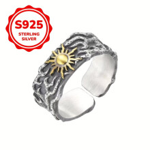 Retro zonnering van 925 sterling zilver voor dames