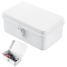 Steel Storage Box with Hinged Lid – Metal Organizer for Stamps, Pens, Office Supplies & More