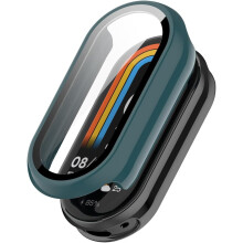 Husă rigidă XiHAMA cu protecție din sticlă securizată, compatibilă cu modelele Xiaomi Smart Band8/9/10 și NFC, husă ultra-subțire din PC,