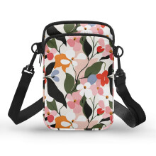 Små axelväskor, justerbar rem, daglig pendling eller vardagliga utflykter polyester 11,5 x 4,5 x 18,5 cm, vibrerande flerfärgad blommig på vitt