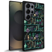 Case for Samsung Galaxy S25 Ultra Skull Flowers and Books Design, Slim Shockproof Scratchproof Protective Cover
