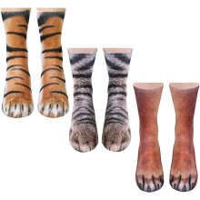 Chaussettes 3D à motifs de pattes d'animaux pour adultes et adolescents – Chaussettes fantaisie amusantes, petit cadeau de Noël, cadeau original
