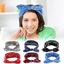 Paquete de 6 diademas elásticas con nudo tipo bandana, lazo de orejas de conejo, turbantes de moda para el cabello para mujer.