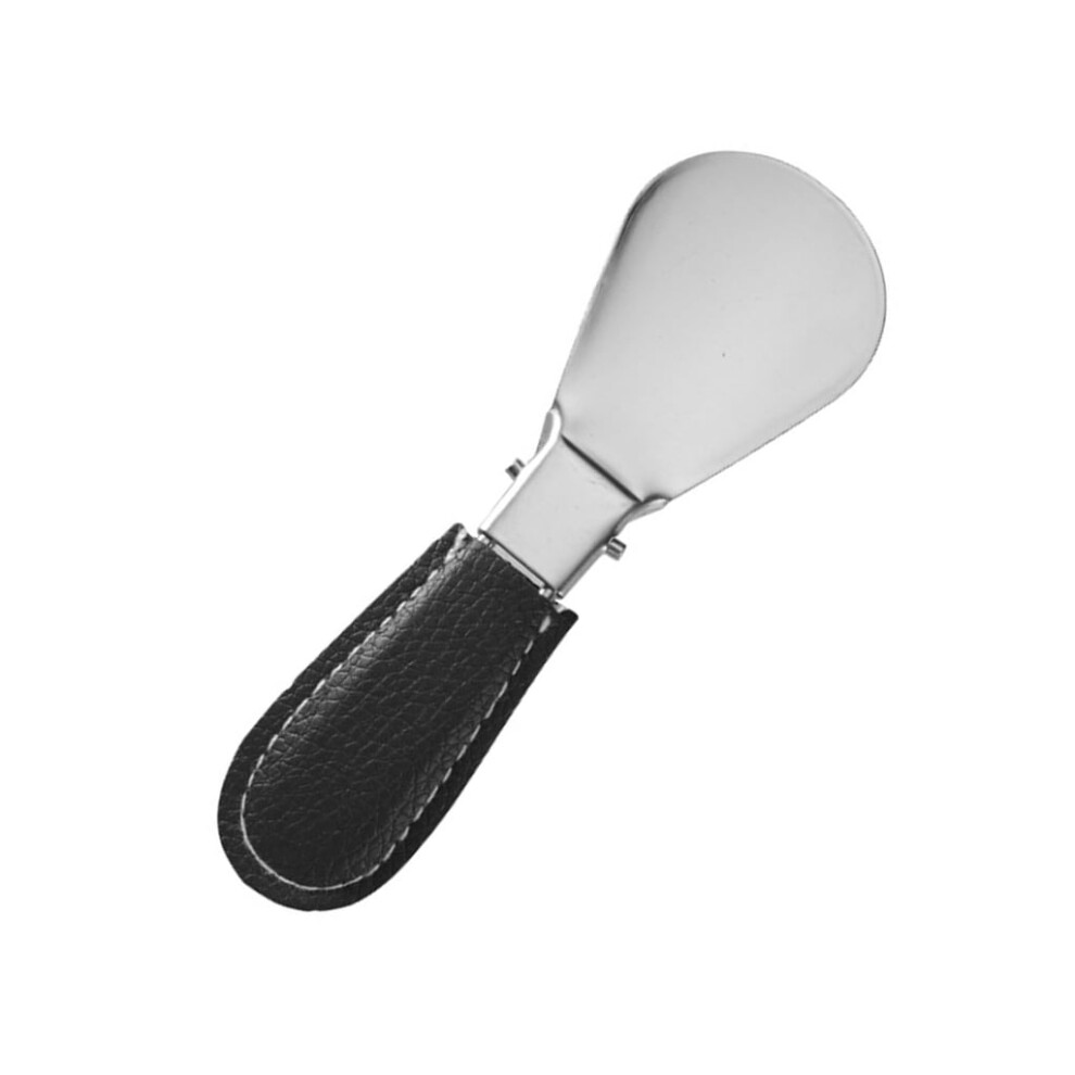 Space Saving Foldable Shoe Horn Stainless Steel Construction With Ergonomic Faux Handle Shoe Lifter Helper Tool