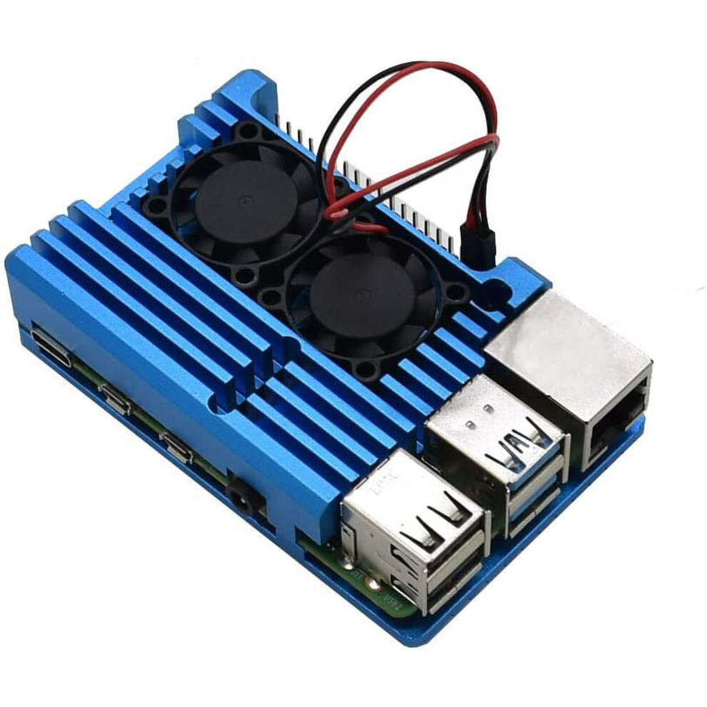 Metal Aluminium Alloy Armor Case Pi 4 Case, With Dual Cooling Fan Heatsink Compatible With Raspberry Pi 4 Model/Pi 4B 9028731227313