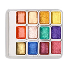 Pearlescent Solid Watercolor Pigment Set, 12 Colors – Easy Application, Long-Lasting Color for Beginners & Artists