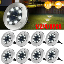 8 LED Solar Buried Lamp Waterproof Ground Lights Outdoor Garden Path Decoration Underground Lamp Sidewalk Lighting IP65 Floor Lamp (1pc White)