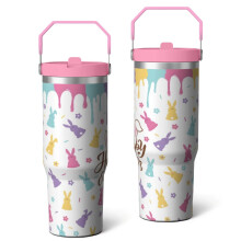30 Oz Easter Bunny Tumbler with Lid & Straw – Coffee Travel Mug, Water Bottle, Gift for Women/Men – Compatible with Starbucks