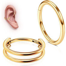 G23 Titanium Conch Piercing Set: 16G 8/10/12mm Double/Triple Hoop Nose, Septum, Helix, Cartilage Earrings – Hypoallergenic, Hinged Segment Clicker