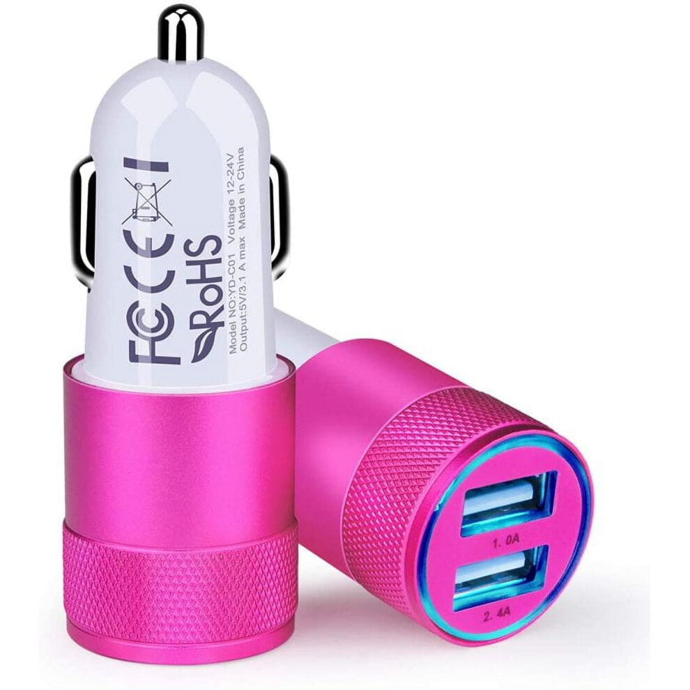 Car Charger, 2Pcs 3.4A Dual Port Usb Car Charger Adaptor For Compatible With Iphone Charging Cigarette Lighter Socket Adapter,Rose 9028731259031